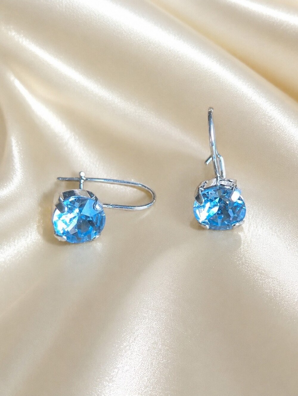 Blue Crystal Drop Earrings | Handmade